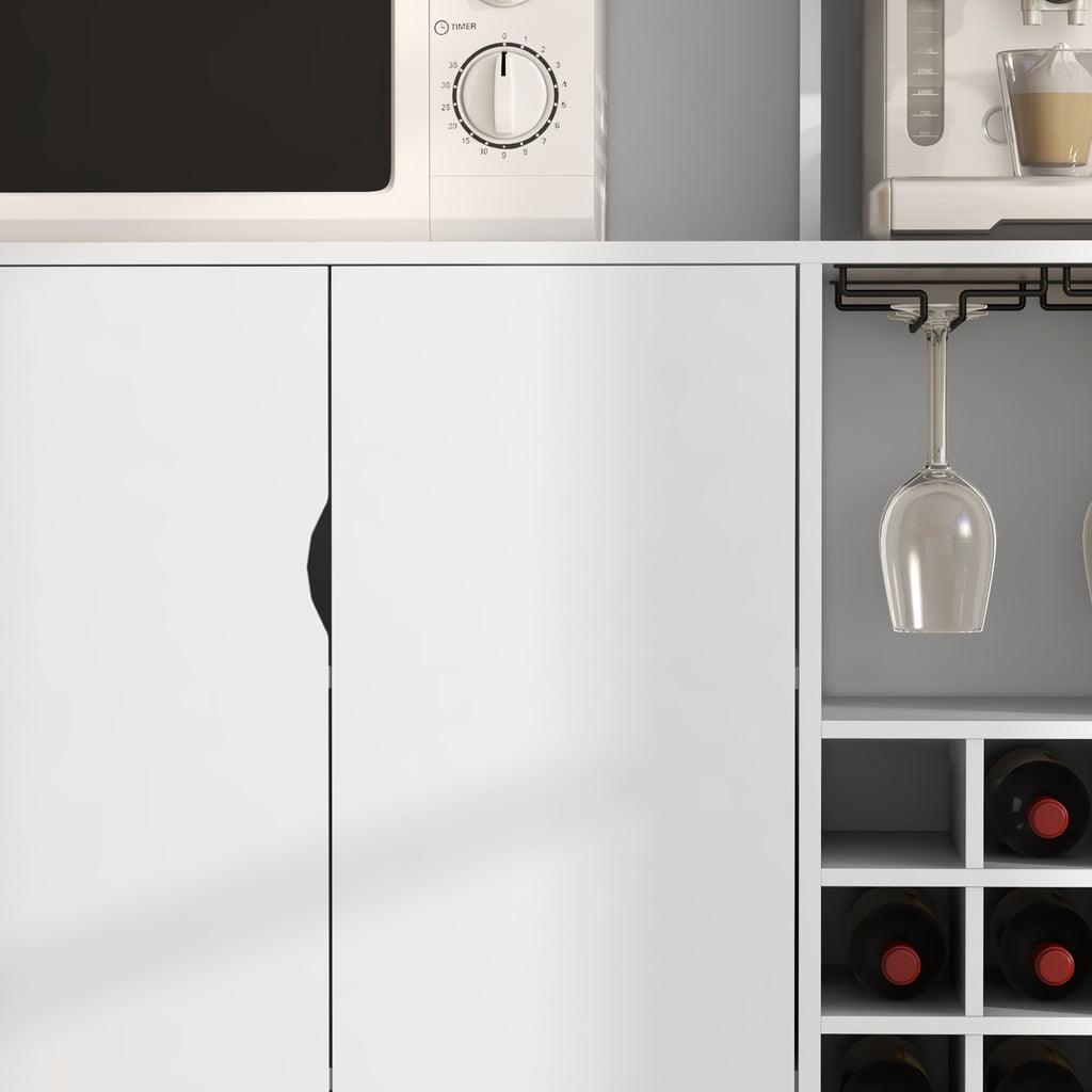 HOMCOM Pantry Cabinet with Bottle Rack, Cabinets, Shelves and Drawer, in Chipboard and Wood, 100x38x172 cm, White - Borgè