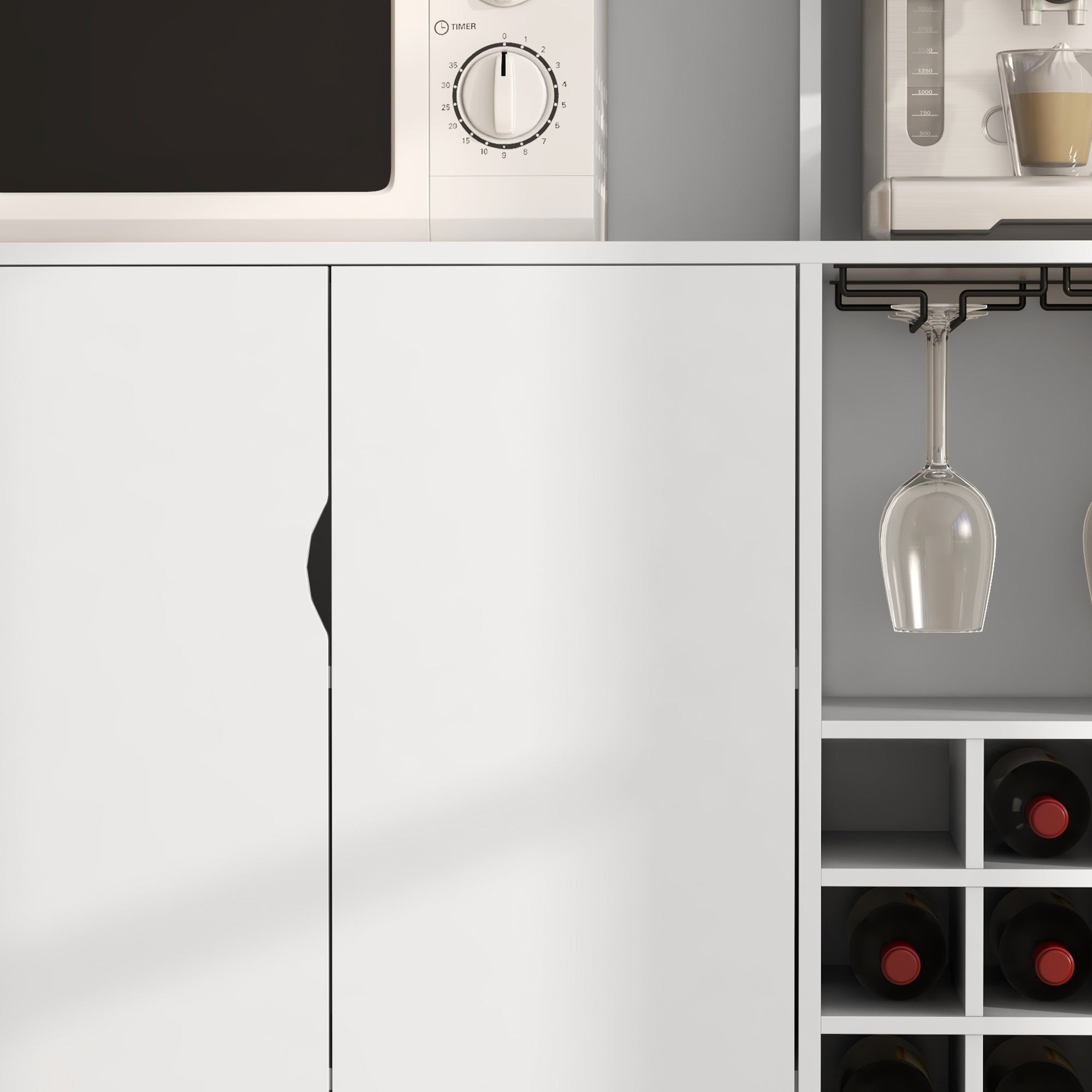 HOMCOM Pantry Cabinet with Bottle Rack, Cabinets, Shelves and Drawer, in Chipboard and Wood, 100x38x172 cm, White - Borgè