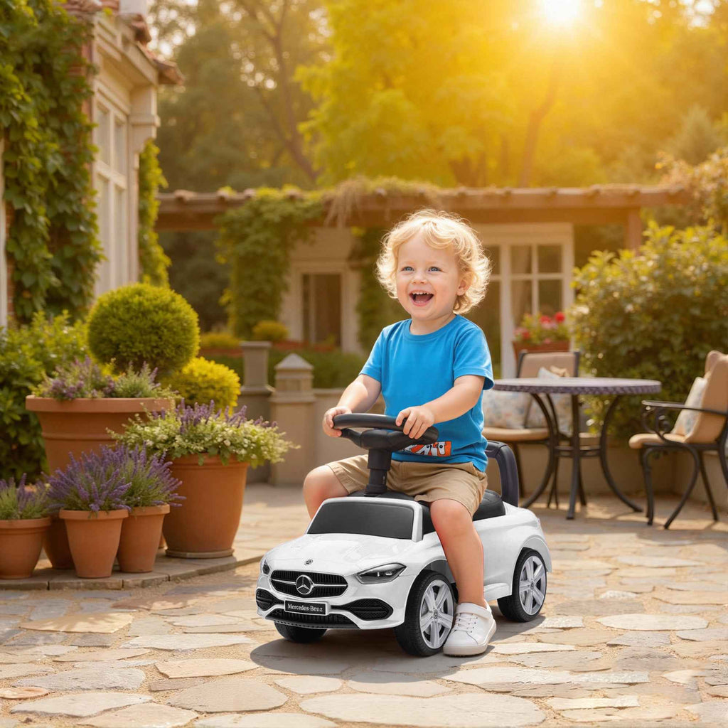 AIYAPLAY Ride-On Car for Children 1-3 Years Old Convertible into Stroller with Mercedes License, 91x40x83 cm, White