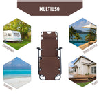 Folding and Collapsible Garden Lounger in Oxford Fabric, 135x60x89cm - Brown