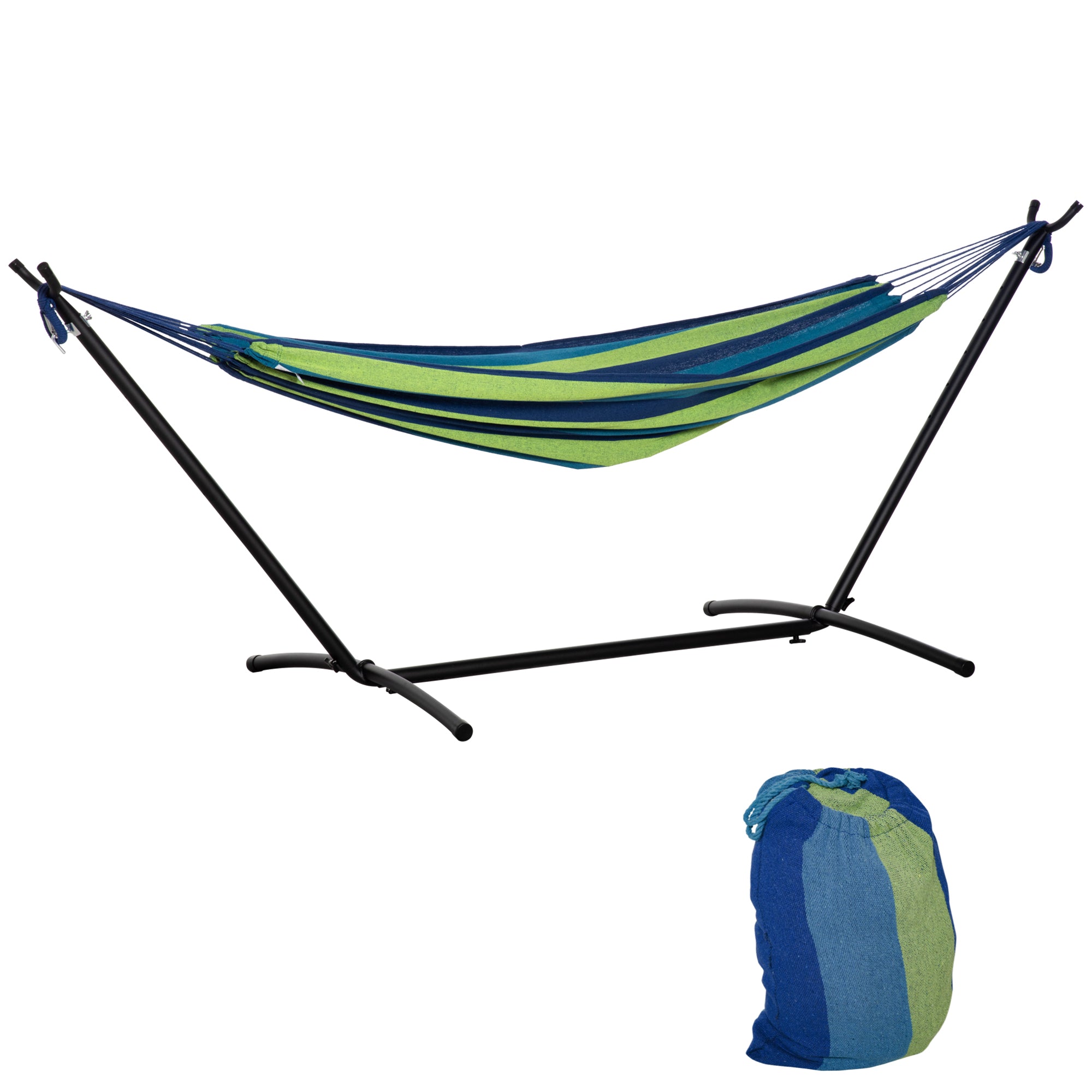 Outsunny Freestanding Hammock with Stand, Adjustable Height and Carry Bag, 298x117x105 cm, Green
