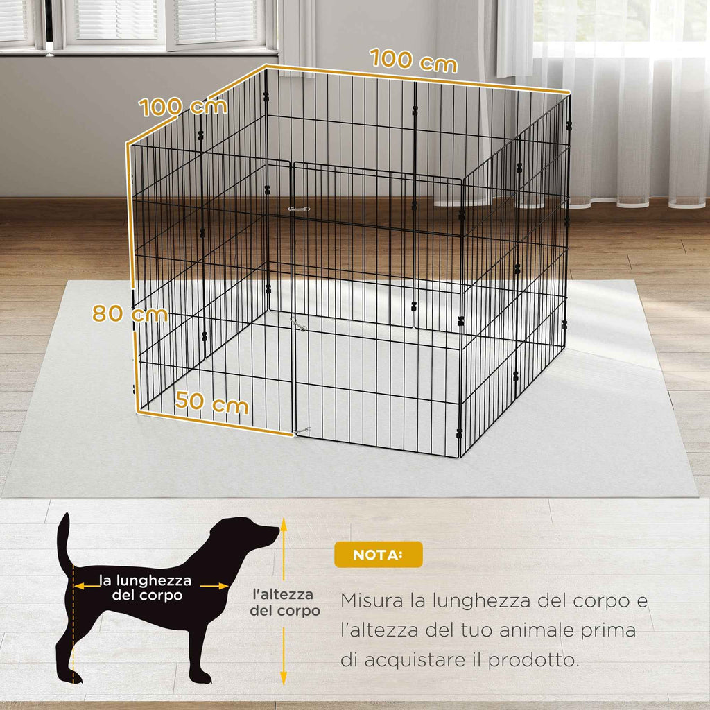 PawHut Dog Playpen Expandable Foldable Metal Enclosure 50x80cm Black
