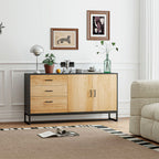 Modern Sideboard with 3 Drawers and a Kitchen Cabinet 2 Soft-Close Doors with Adjustable Shelf