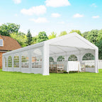 Outsunny 10x5 m Garden Tent with 10 Removable Side Walls, in PE and Galvanized Metal, White