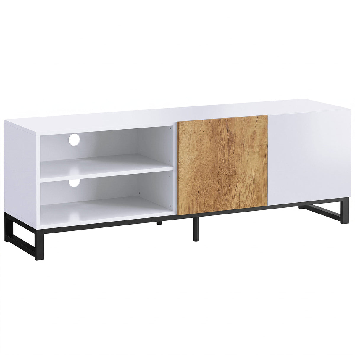HOMCOM TV Stand for up to 55 Inches with Adjustable Shelves and Cabinet, White