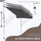 Outsunny 2x1.5m Outdoor Roller Awning with Crank, Adjustable Height and Angle, Grey
