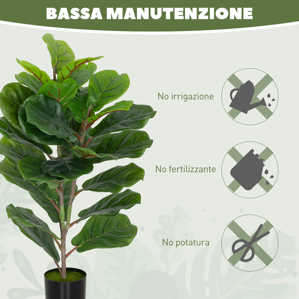 80cm Tall Indoor Artificial Ficus Lyrata Plant with Pot, Home and Office Decoration, Green