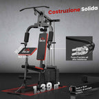 HOMCOM Power Tower Fitness Station Weights 65kg, 135x103x210cm, Black Red
