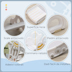 Children's Slide 18-36 Months in PE and PP with Space Theme with Non-Slip Stairs, 157x46.5x80 cm, Grey and White