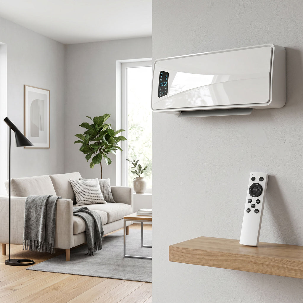 HOMCOM 2000W Wall-Mounted Ceramic Heater with 3 Modes, Adjustable Temperature, Timer, Remote Control, White