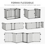 Folding Safety Gate 6 Sections, Steel Dog Barrier Gate, Automatic Locking and Closing System, Black - Borgè