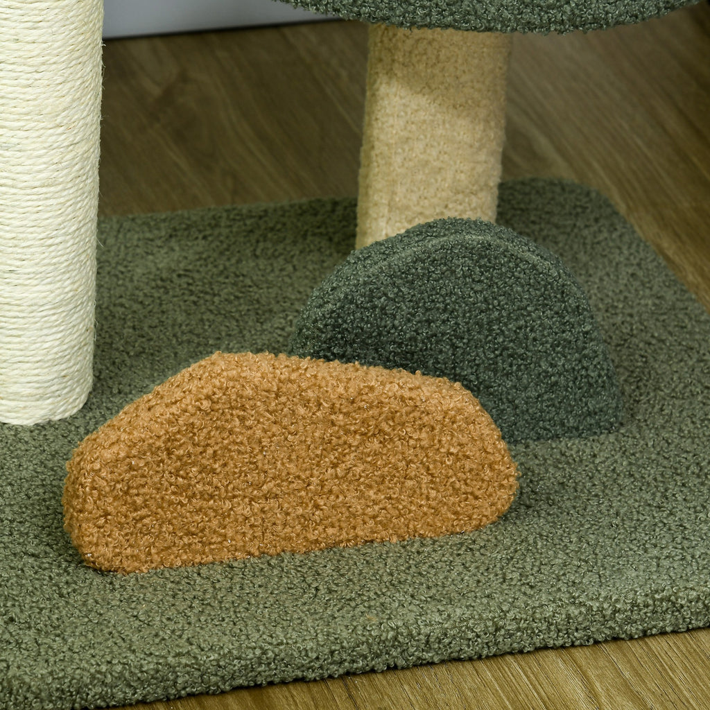 Cat Tree with 2 Cat Beds, Ball and Velvet Lining, 43x39x52cm