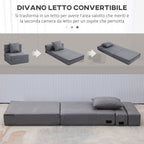 Folding Single Floor Chair Bed with Cushion Included, 70x70x61 cm, Grey