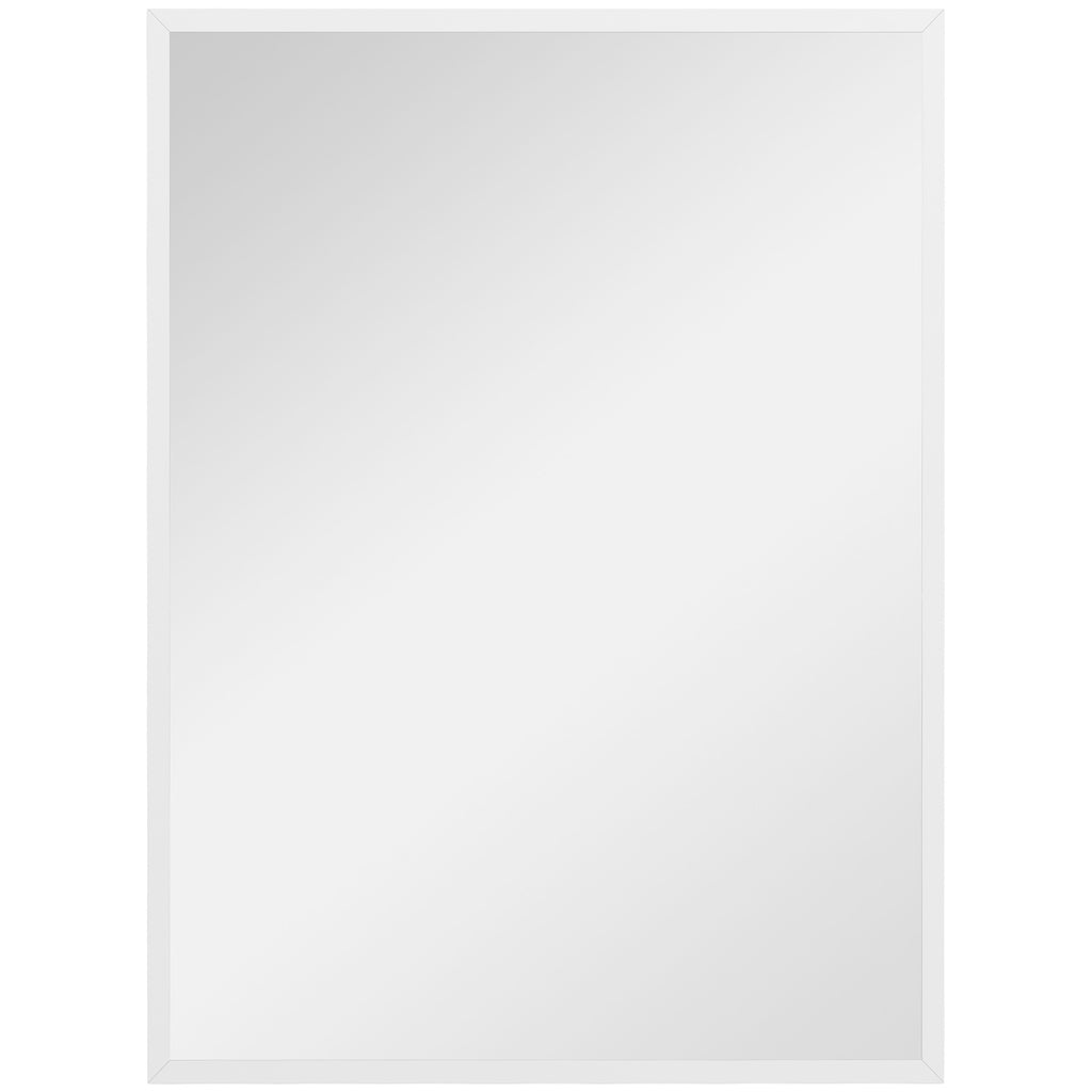 HOMCOM Rectangular Wall Mirror with Hooks, Glass and MDF, 60x80 cm, White