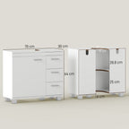 HOMCOM Bathroom Vanity Unit with Cabinet, Shelves and Drawers, White