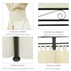 4x3m Garden Gazebo with 6 Removable Walls in Anti-UV Polyester, Cream