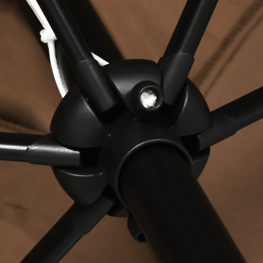 Outsunny 2x3m Rectangular Garden Umbrella with Crank and Adjustable Angle, Coffee