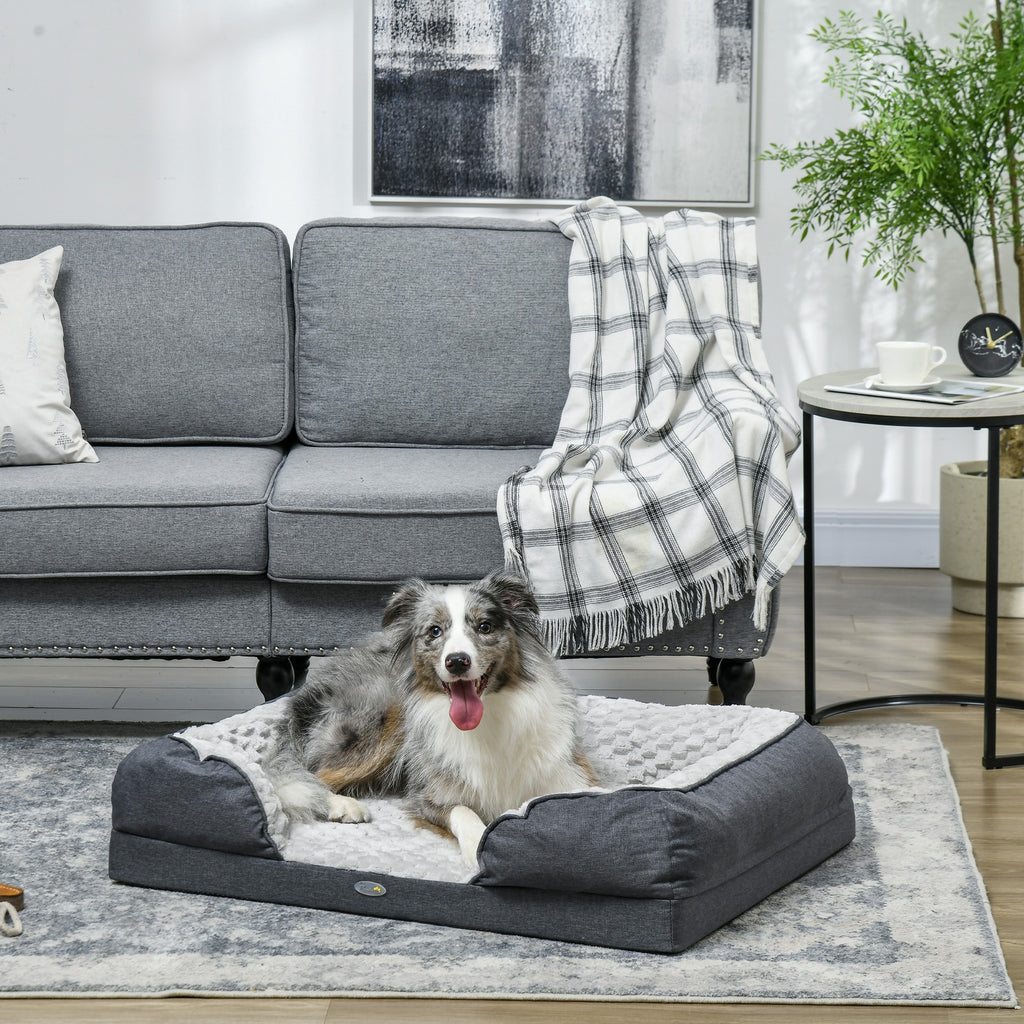 Medium Dog Bed with Removable Washable Cushion, 90x69x21cm, Charcoal Grey