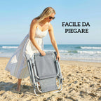 Outsunny 6-Level Reclining Deck Chair with Adjustable Canopy and Headrest, Aluminum and Mesh, 62x68x79, Gray