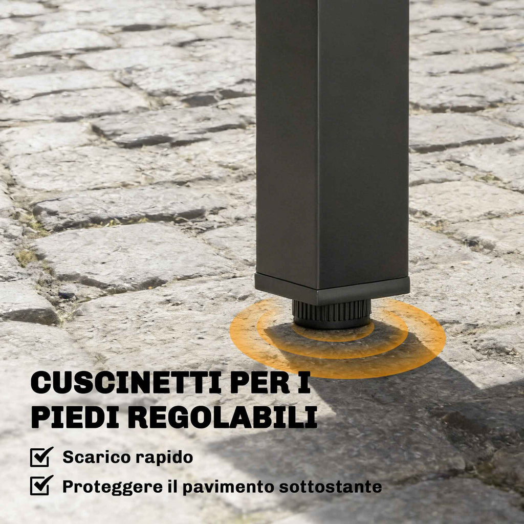 Outsunny Extendable Slatted Garden Table for 4-6 People, Made of Aluminum and Steel, 80/160x80 cm, Black