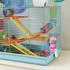 5-Story Hamster Cage with Colorful Tubes, Wheel, House and Accessories, 47x30x59 cm, Blue