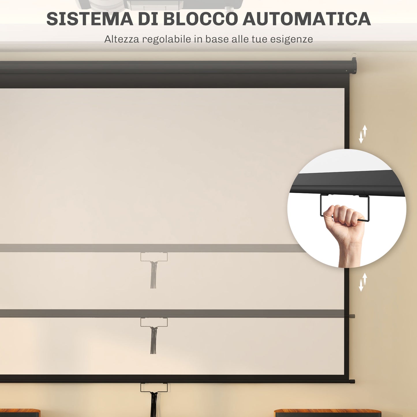 Projector Screen 120" Adjustable with Ceiling and Wall Mount, 4:3 Format, 244x183cm, Black and White