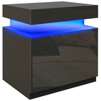 HOMCOM 16-Color LED Nightstand with 4 Modes and 2 Drawers, Wooden, 45x35x52 cm, Black