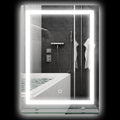 3 Color Adjustable LED Light Bathroom Mirror with Glass Shelf, 50x12x70cm, Silver