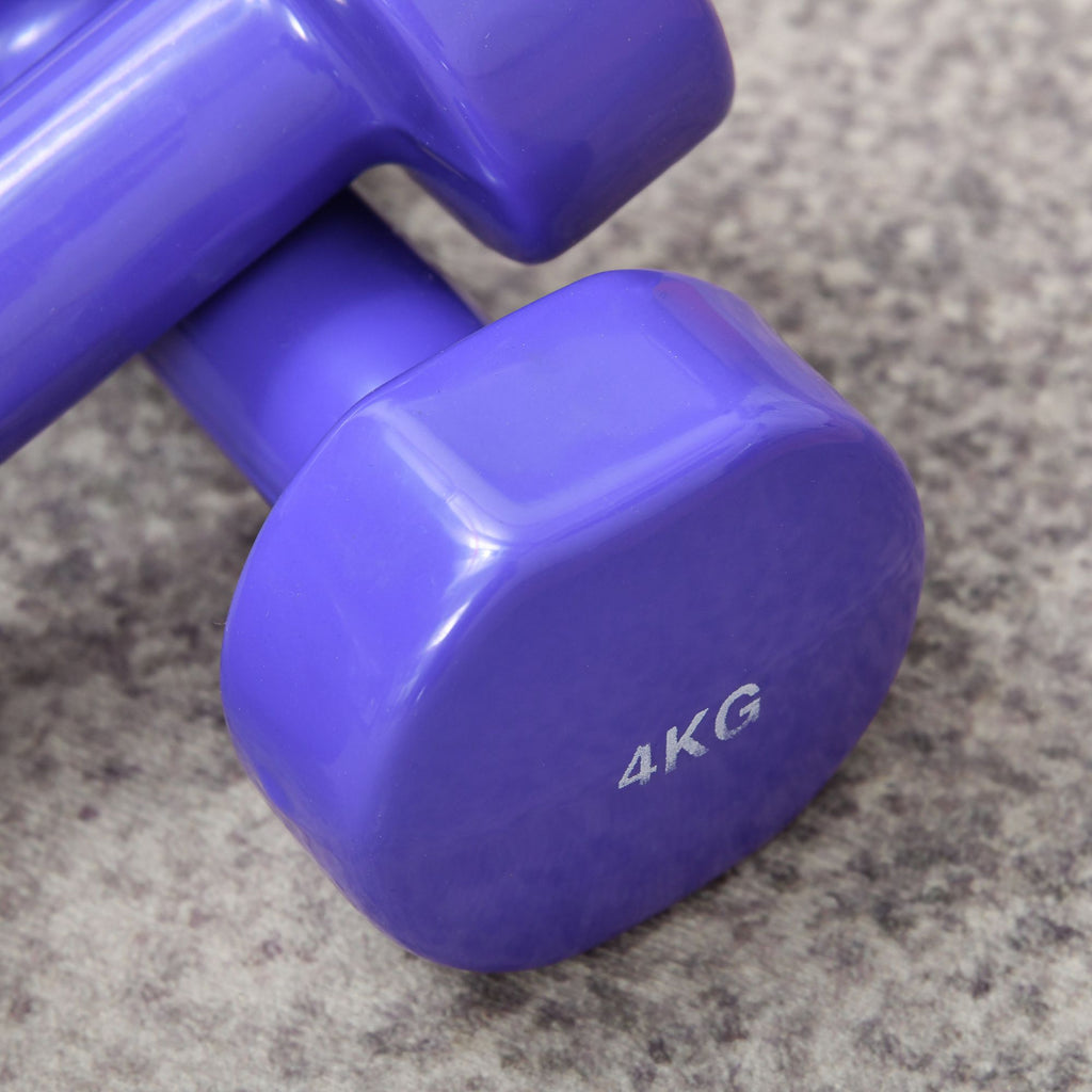 Set of 4 Hexagonal Dumbbells of 20 kg Total in Steel and PU from 1 to 4kg, Multicolor