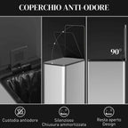 HOMCOM 20L Dustbin with Soft Closure and Removable Bucket, Steel and PP, 21.5x37.2x57 cm, Silver