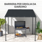 Pergola with Velcro Fasteners, in Metal and Polyester, 238x238x235/194 cm, Dark Grey