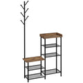 HOMCOM 6-Hook Coat Rack, Chipboard and Steel, Shoe Rack, 92.5 x 28.2 x 182 cm