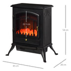 Electric Fireplace Floor Standing with Flame Effect Power 1000W /2000W in ABS and Glass 45×28×54cm Black