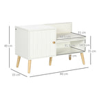 Entrance shoe rack with padded seat and cabinet for 4 pairs of shoes, 80x33x49cm, White