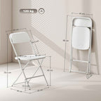 HOMCOM Set of 6 Folding Chairs with Drainage Holes in Plastic and Metal, 45x49x79.5 cm, White