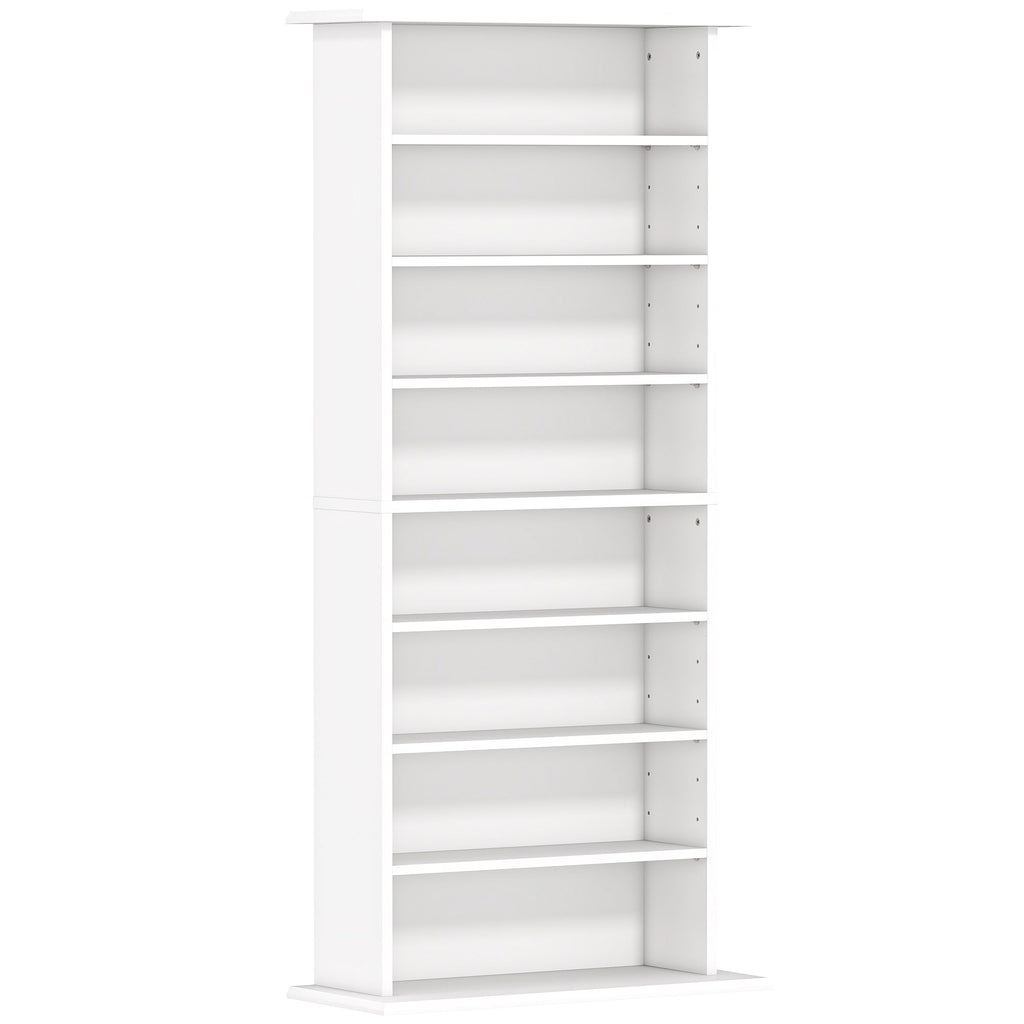 HOMCOM CD Storage Rack with 6 Adjustable Shelves, 360 CDs/185 DVDs Capacity, 58x24x124.5 cm, White