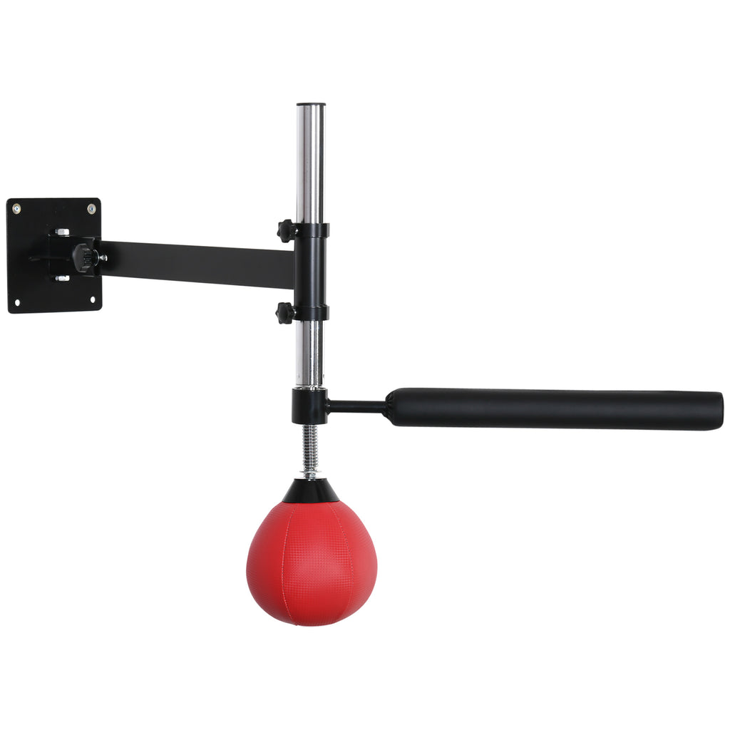Height Adjustable Wall Mounted Speed Bag for Boxing and MMA with Pole, Steel and PU, 79x72x20 cm, Red