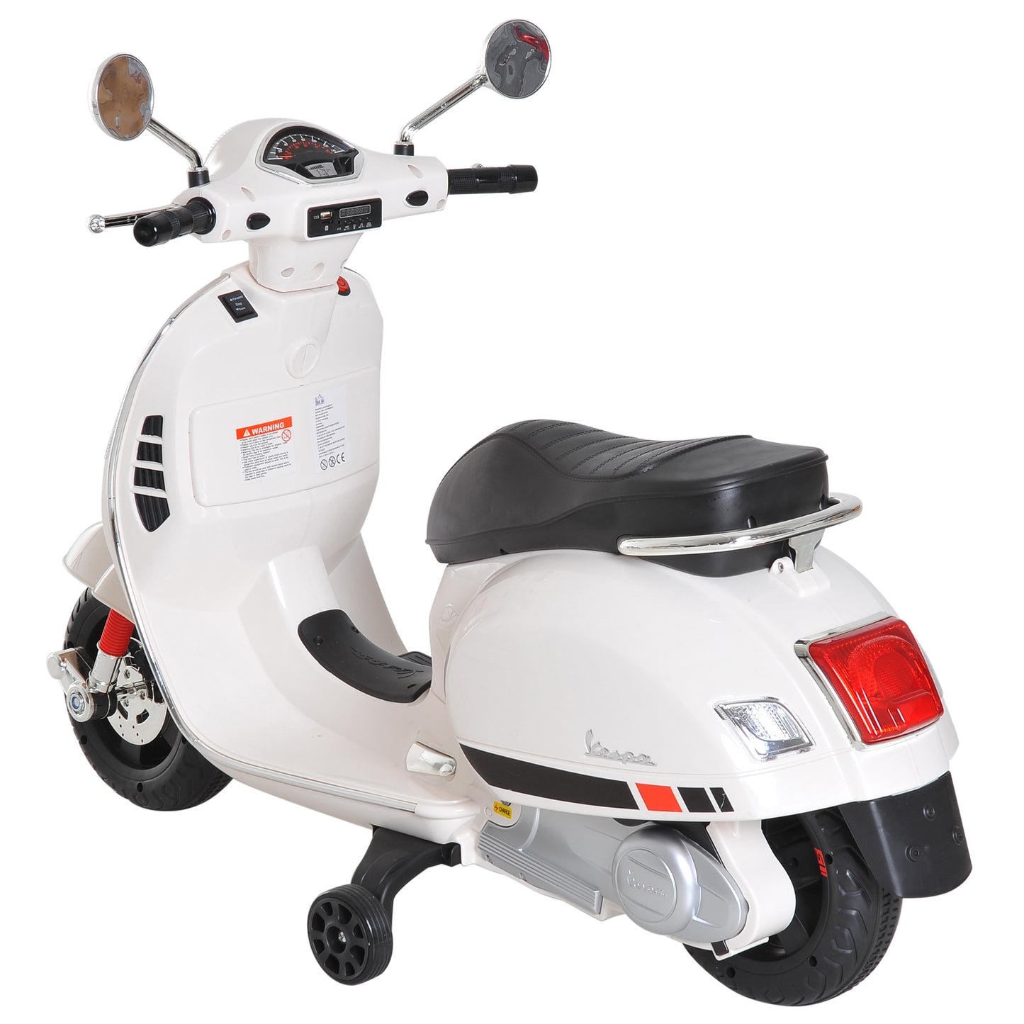 Electric Motorcycle for Children, Vespa Design, 6V Battery with Sounds and Lights, Age 3-6 Years, White