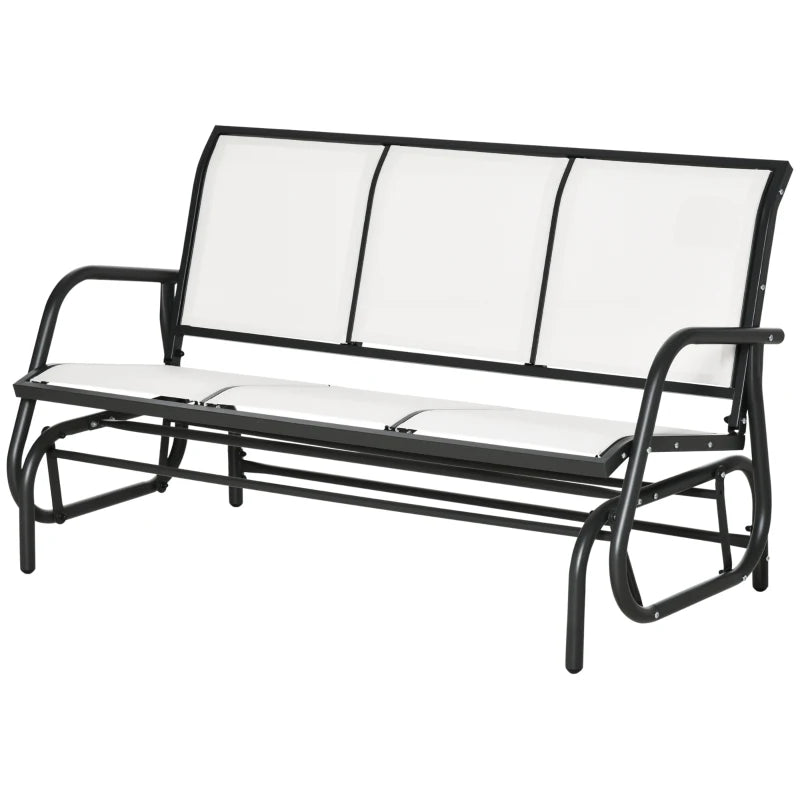 3-Seater Garden Swing Bench in Metal and Breathable Mesh Fabric, 147x70x85cm, Beige - Borge' Group Limited