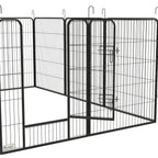 PawHut 12-Panel Modular Dog Playpen, 80x100 cm, Foldable, with Steel Door and 12 Pegs, Grey