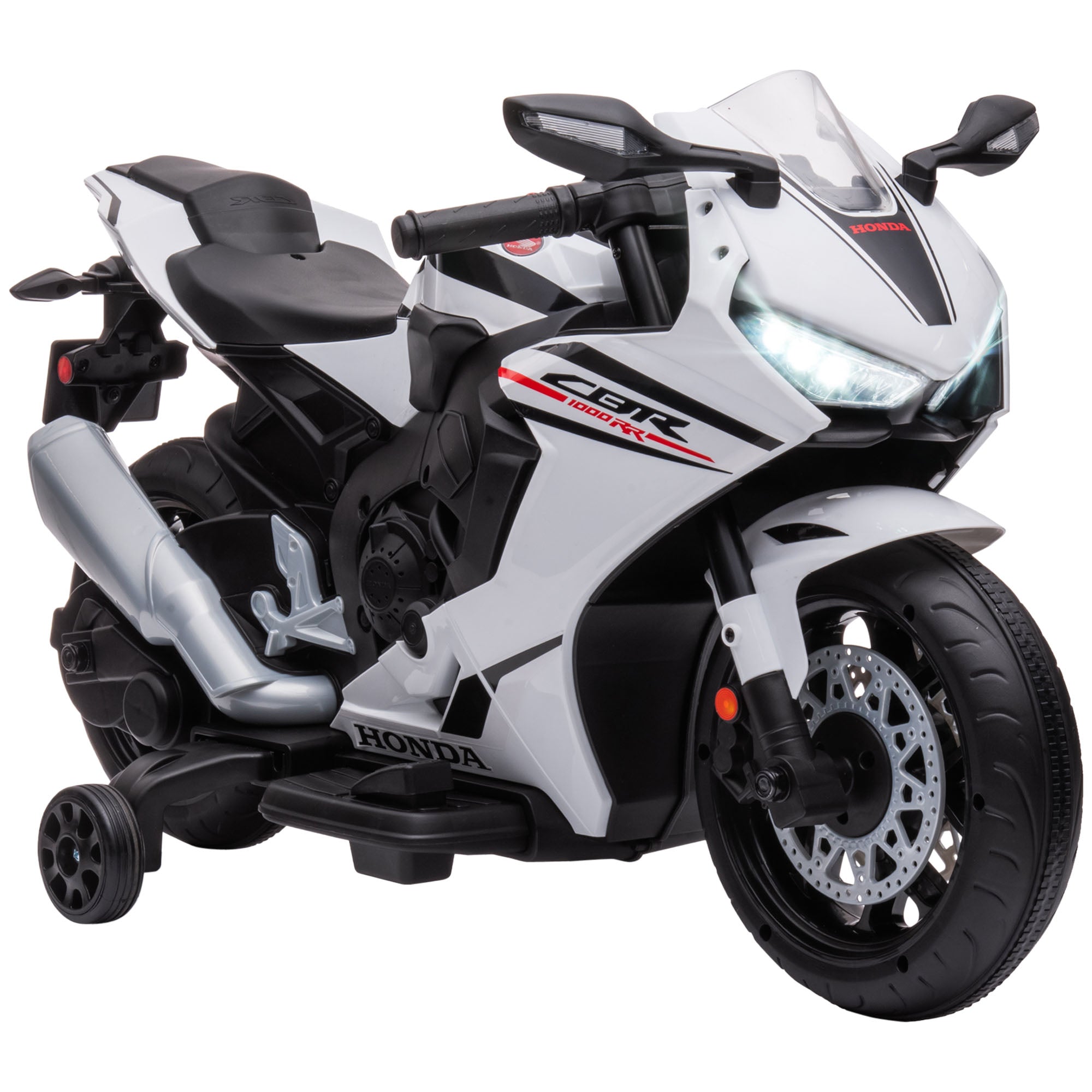 Honda Licensed Electric Motorcycle for Kids, 6V Rechargeable Battery, 3km/h Speed, White