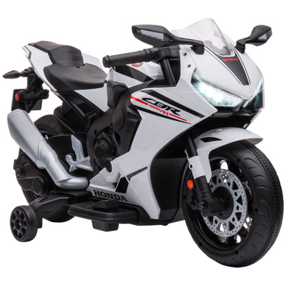 Electric Motorcycle for Children with HONDA License, Rechargeable 6V Battery, Speed 3km/h, White