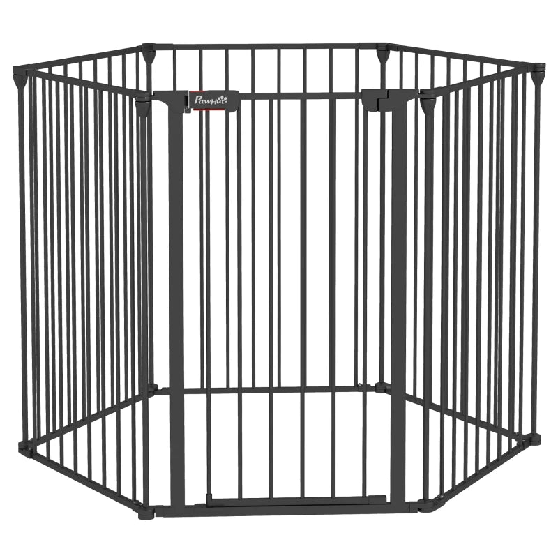 Foldable and Modular Dog Gate for Medium Size Dogs in Metal and Plastic, 123x102x90 cm, Black