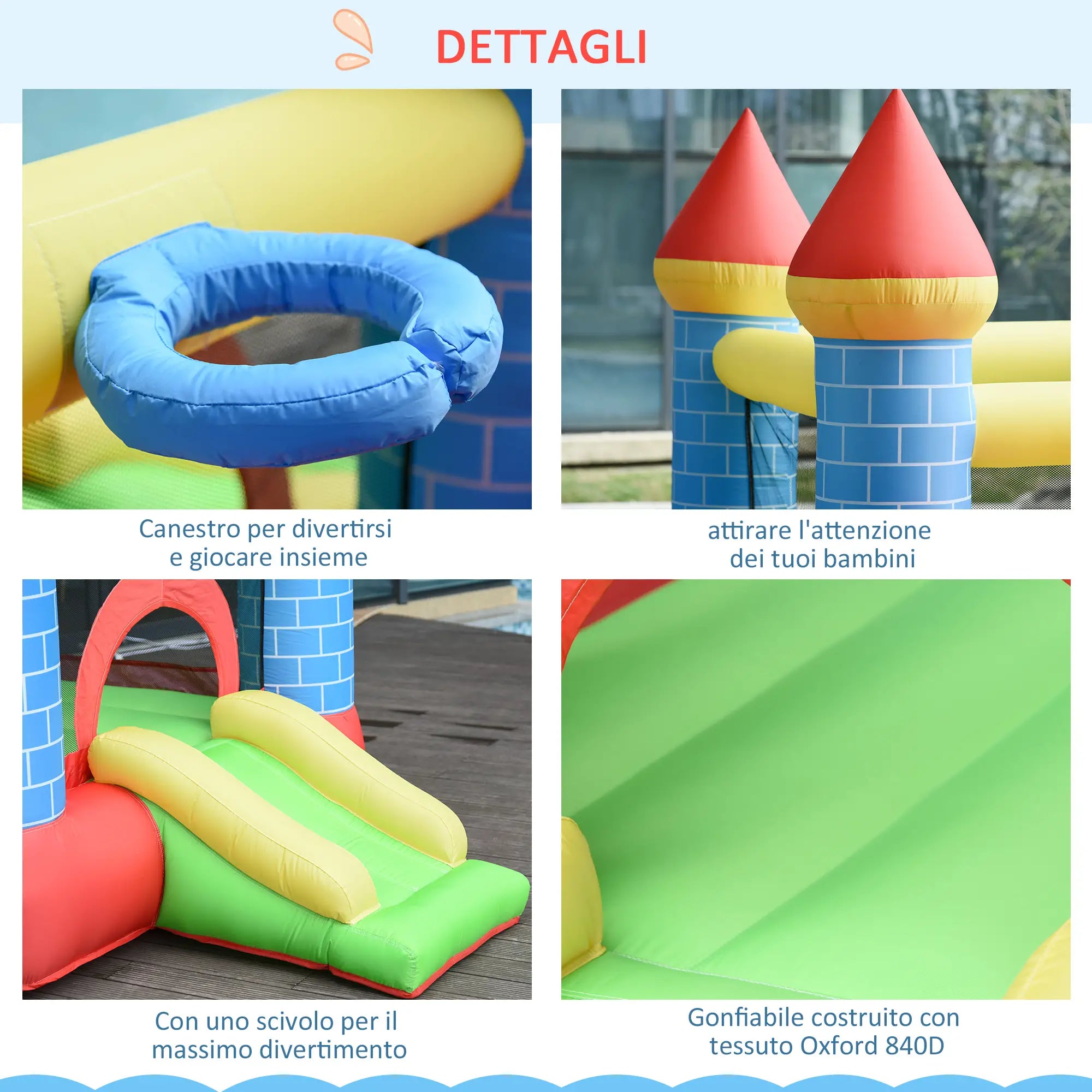 Giant Bouncy Castle for Kids Ages 3-8 with Slide, Pool and Basketball Hoop, 280cmx260cmx210cm - Borge' Group Limited