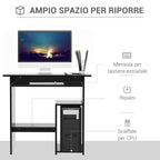 Modern Wooden PC Desk with CPU Shelf and Pull-out Keyboard Space, 80x45x75 cm, Black