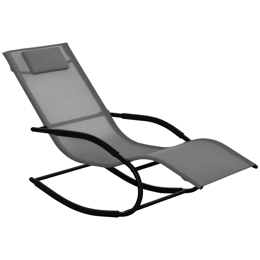 Outsunny Zero Gravity Ergonomic Rocking Lounger, Metal and Texteline, 63x160x88cm