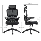 Vent office chair at adjustable height with inclination and lumbar support, 62x58x120-133 cm, black - Borgè