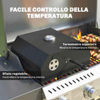 Outsunny Portable Wood-Fired Pizza Oven with Cordierite Stone and Thermometer, Metal, 53x40x18.5 cm, Black