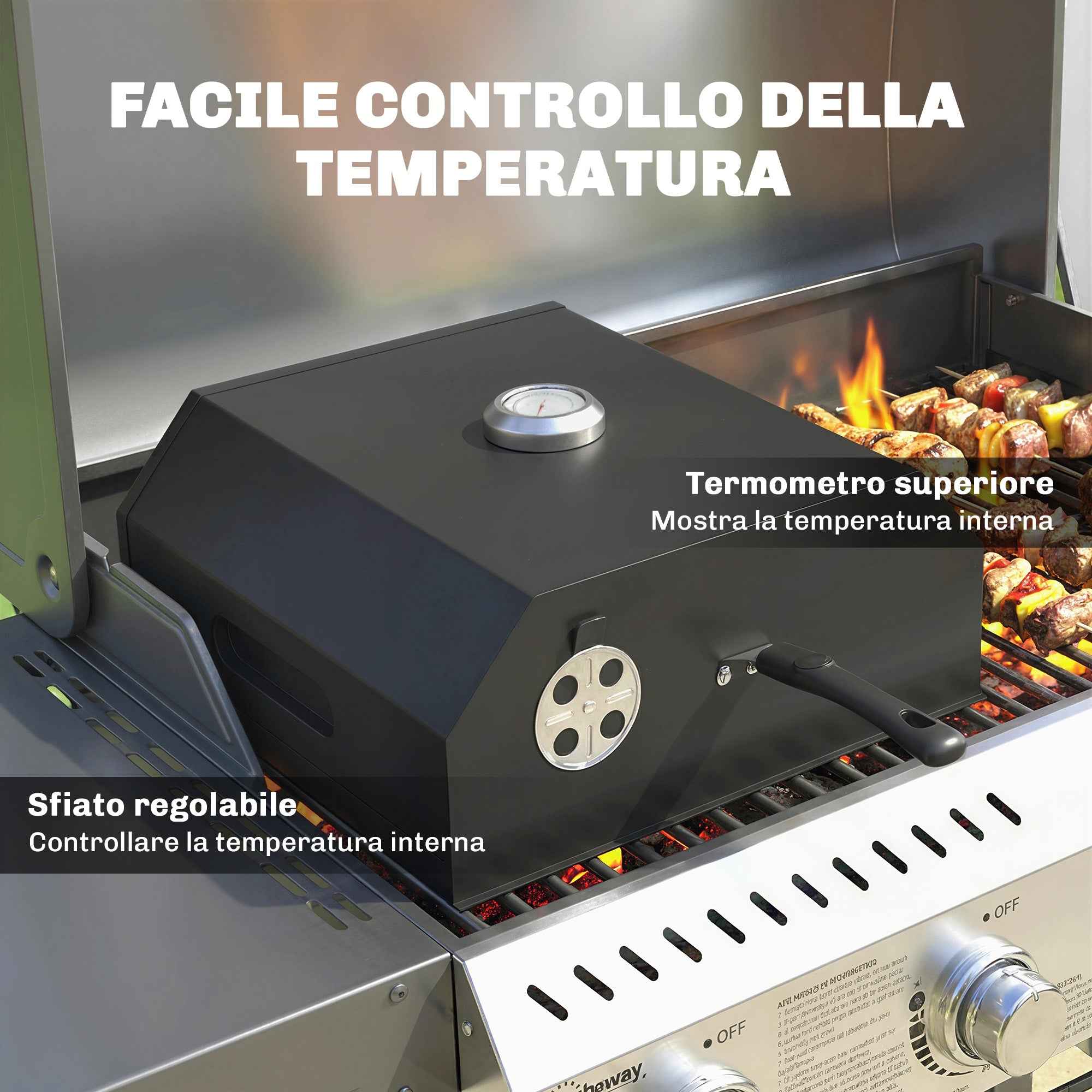 Outsunny Portable Wood-Fired Pizza Oven with Cordierite Stone and Thermometer, Metal, 53x40x18.5 cm, Black