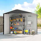 Outsunny 2.3x1.7 m Steel Garden Shed with Air Vents and Double Sliding Door, Dark Grey